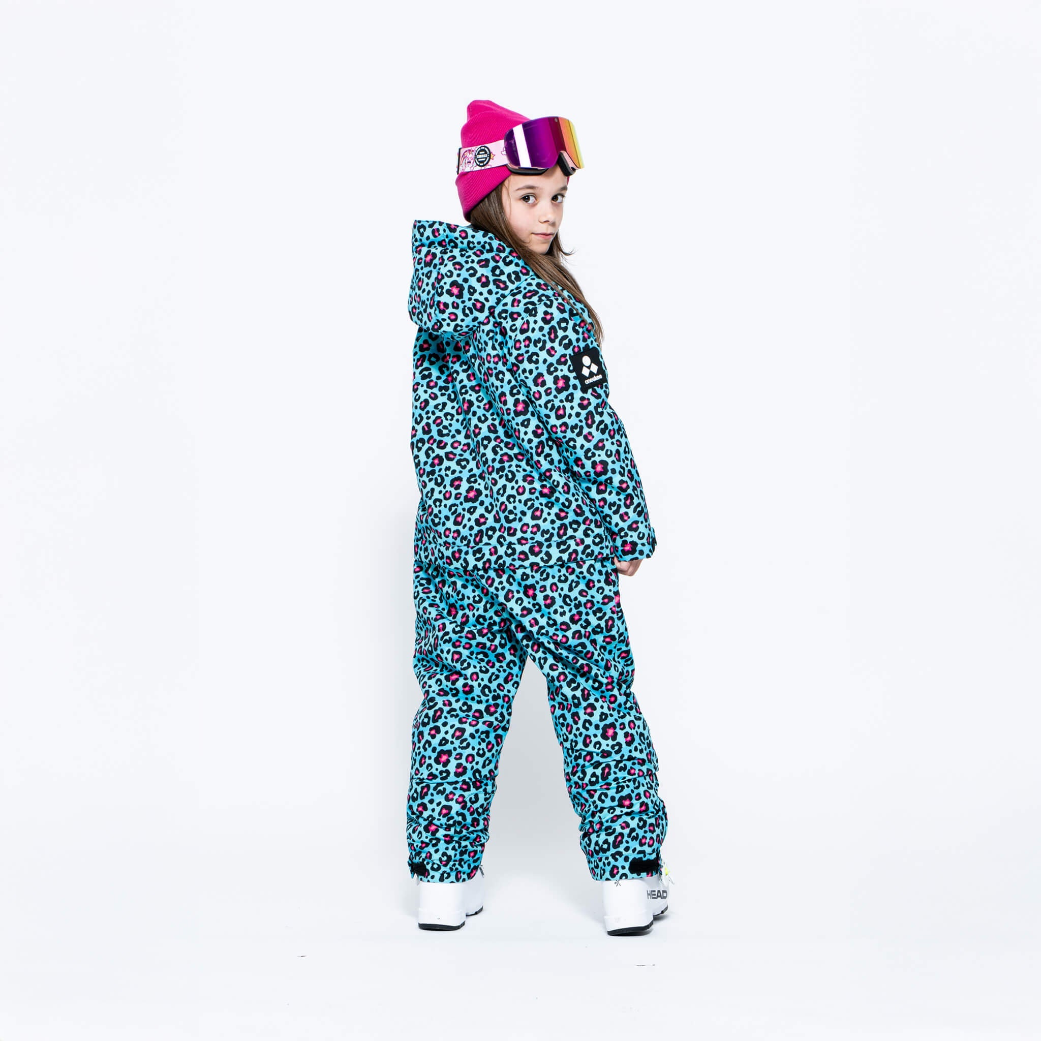 Kids 2-in-1 Snow Suit, Turquoise Leopard