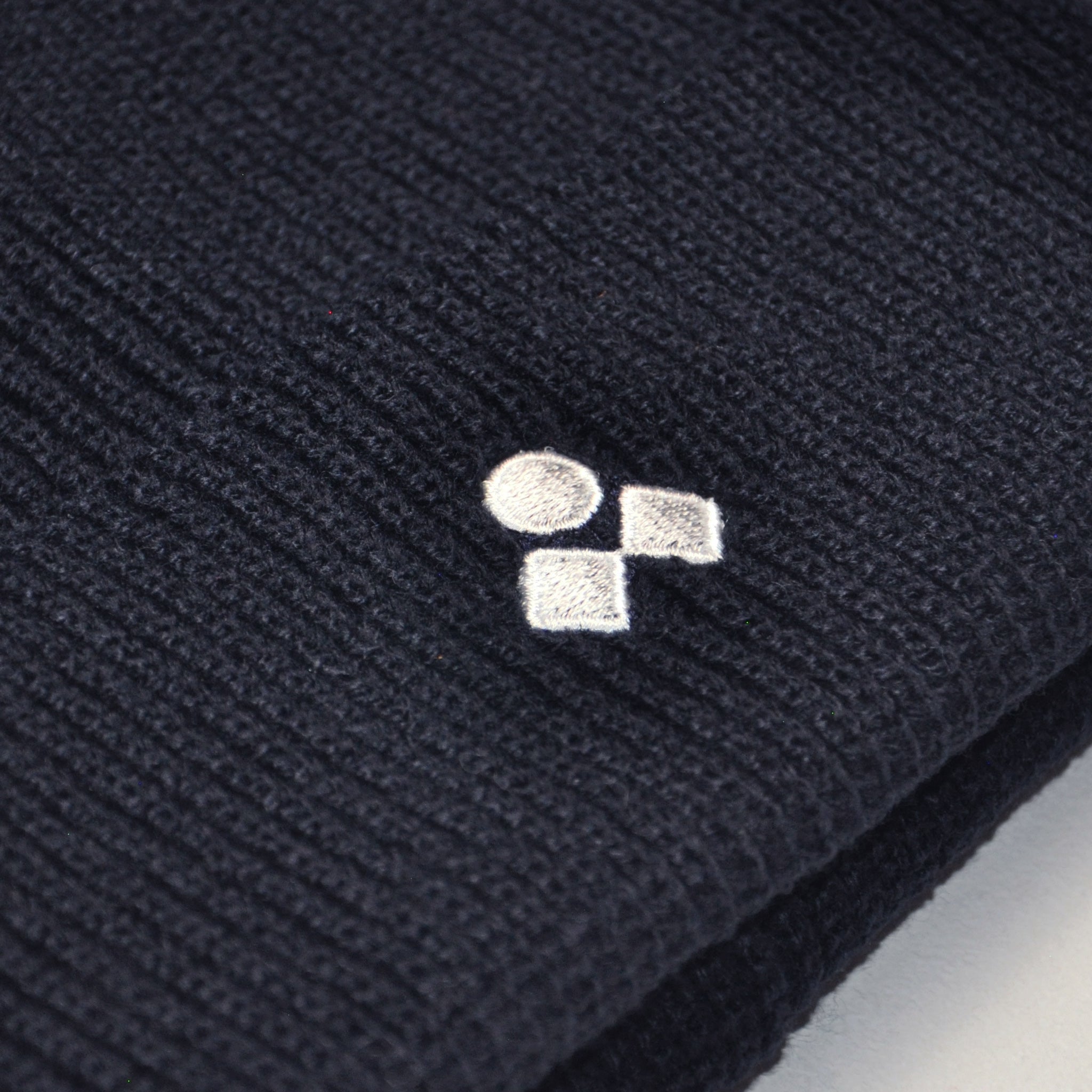 Ribbed Logo Beanie, Navy