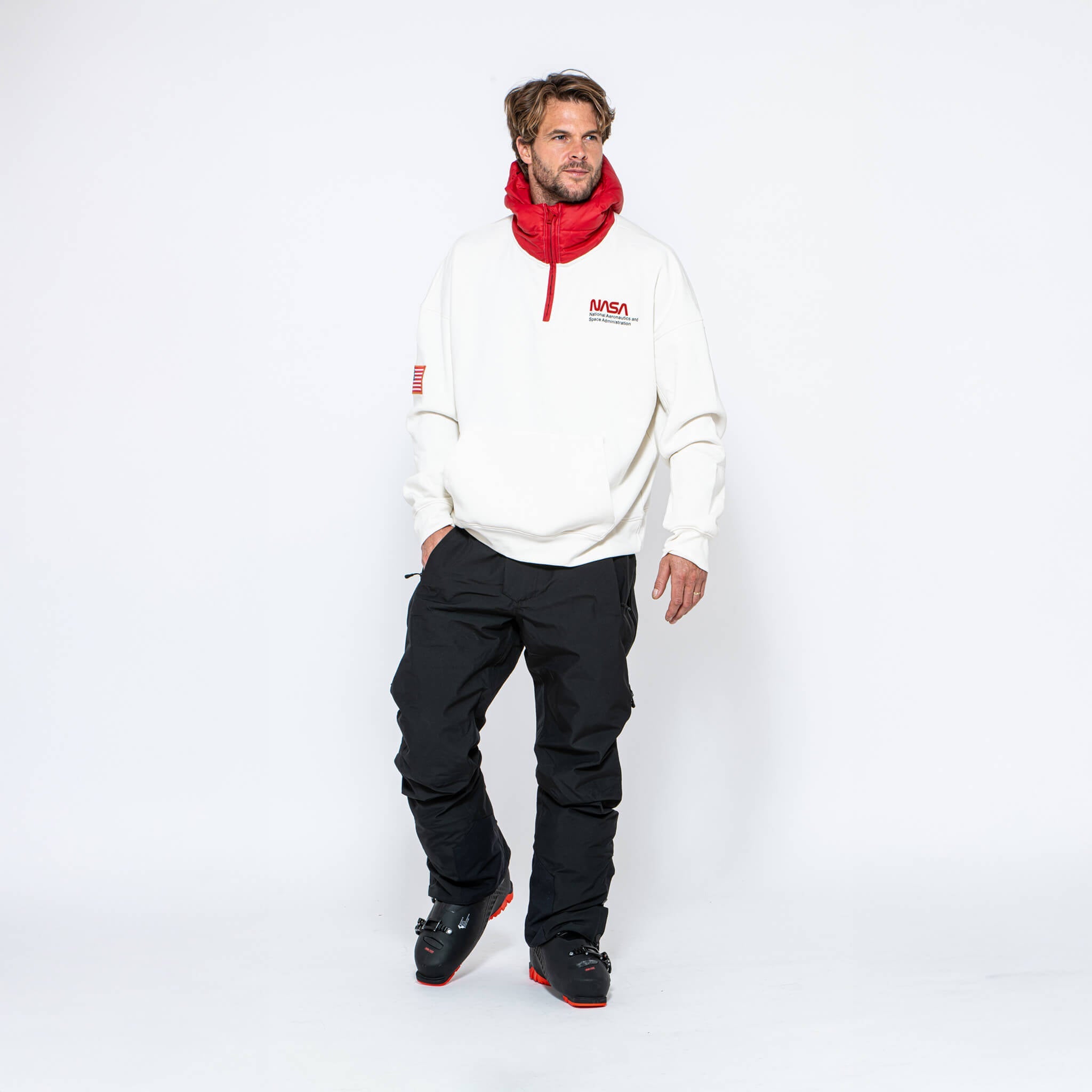 WR Puffer Hoodie, White NASA