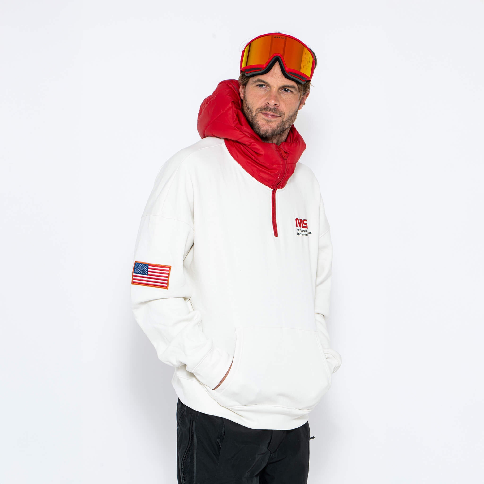 WR Puffer Hoodie, White NASA