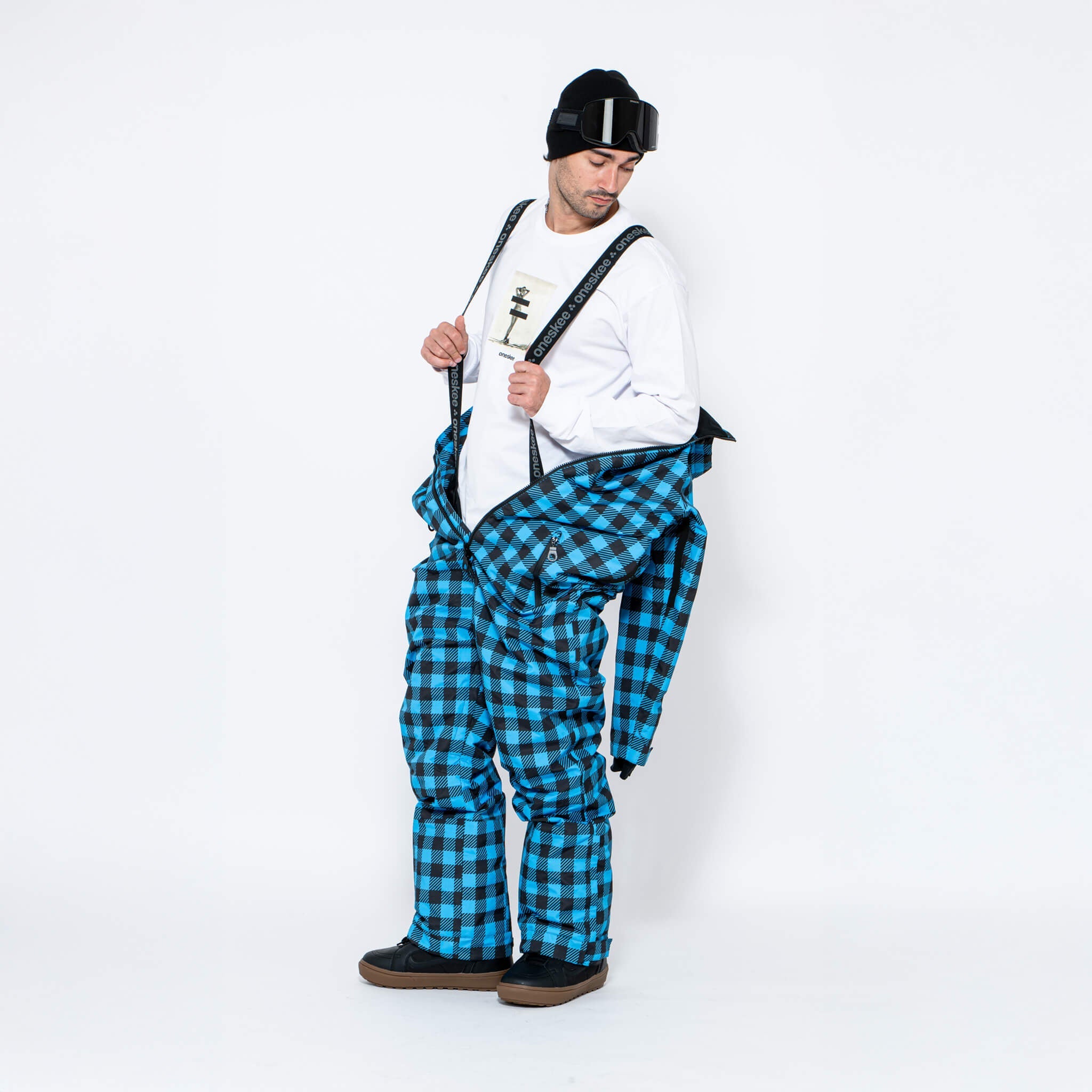Men's Snow Suit, Blue Check - Oneskee EU