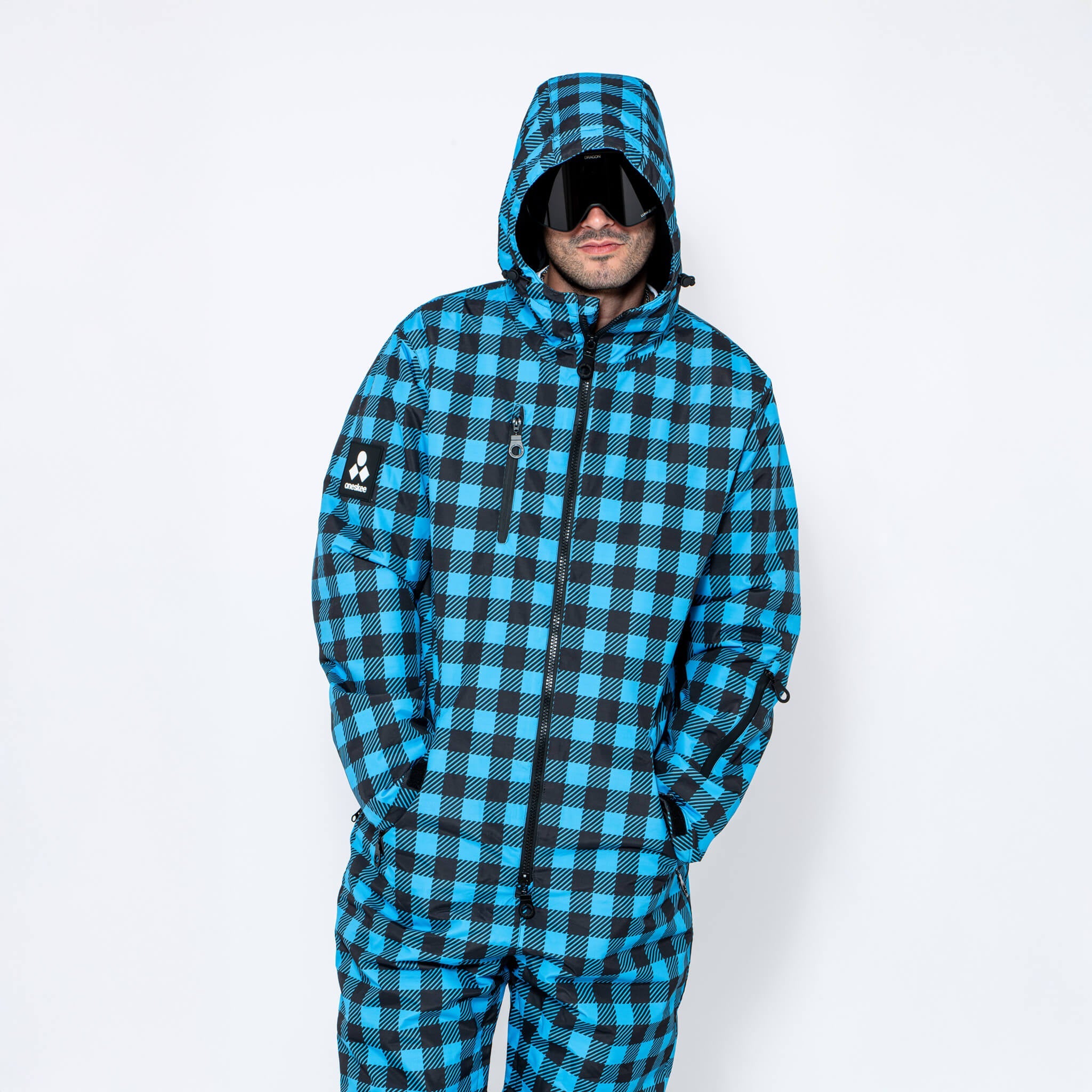 Men's Snow Suit, Blue Check - Oneskee EU
