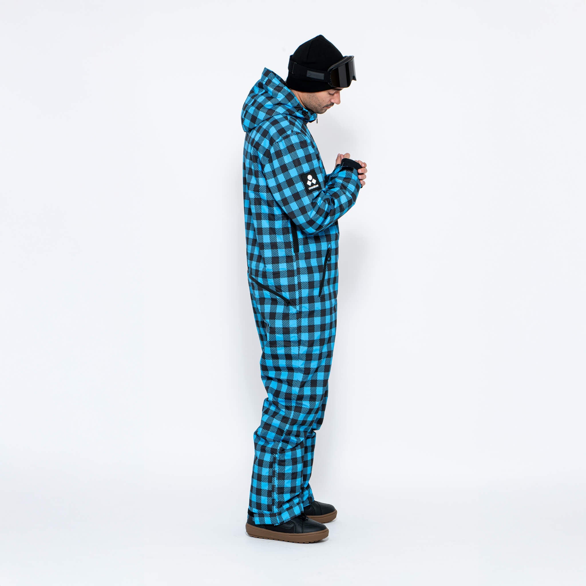 Men's Snow Suit, Blue Check - Oneskee EU