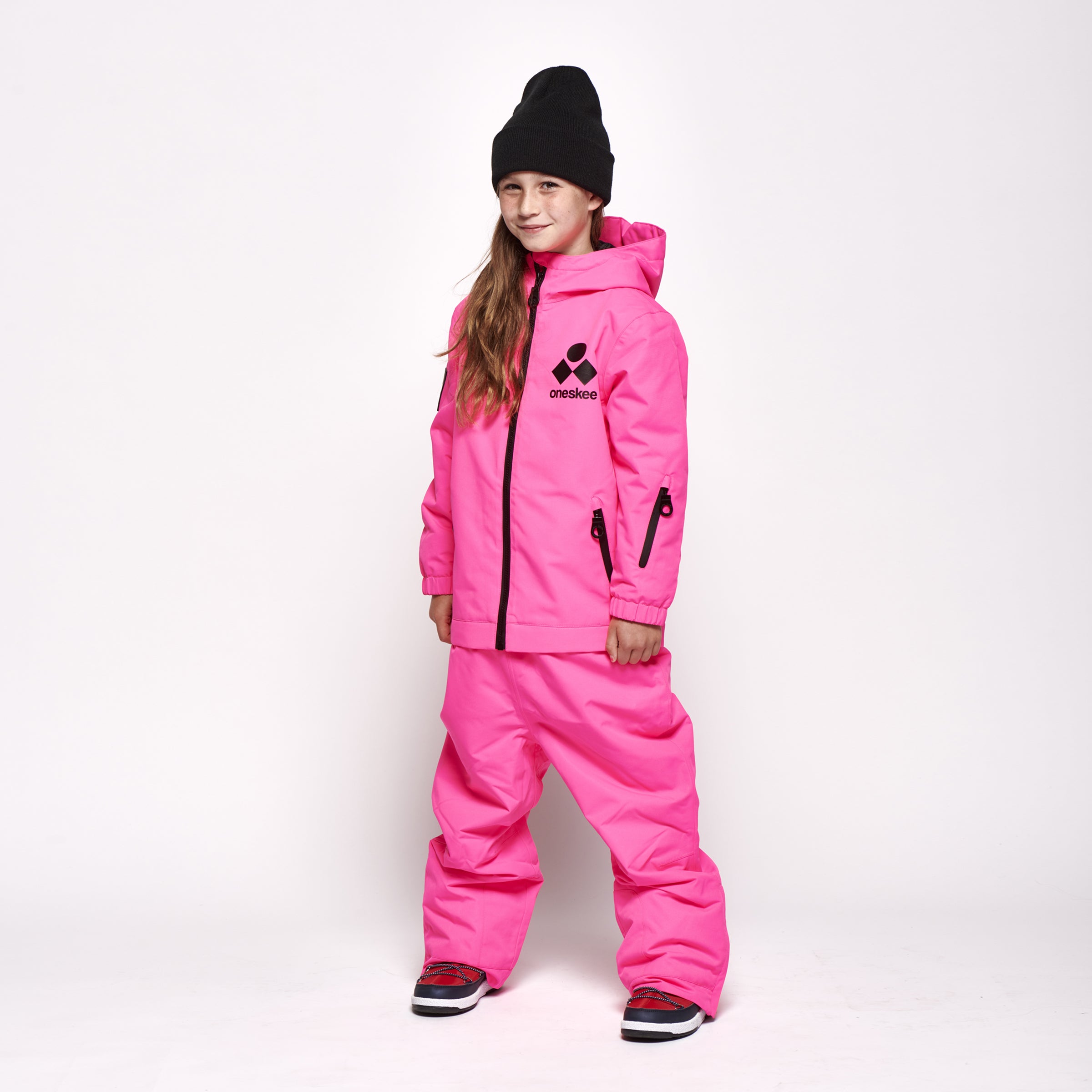 Kids 2-in-1 Snow Suit, Neon Pink Oneskee EU - Main Image