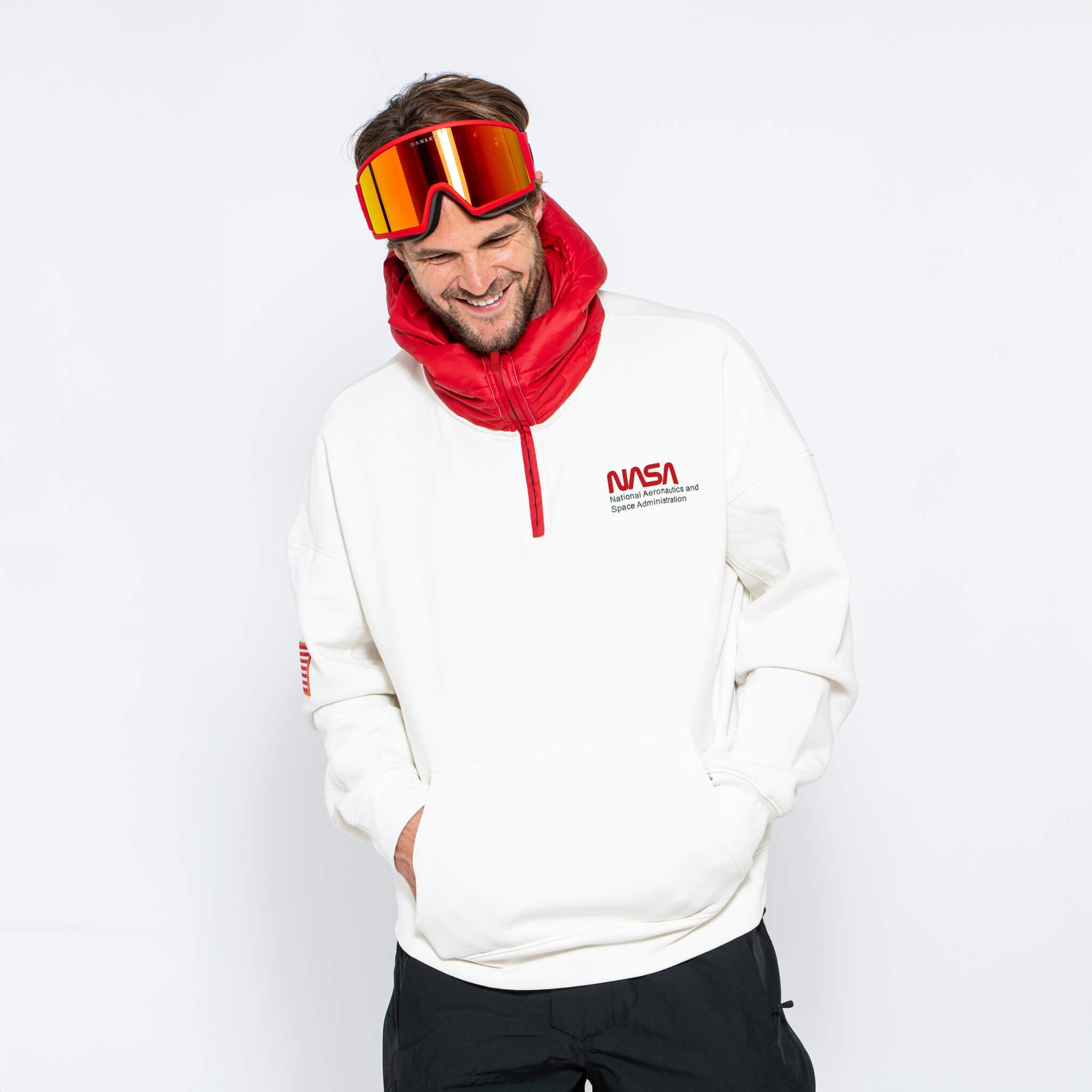 WR Puffer Hoodie, White NASA