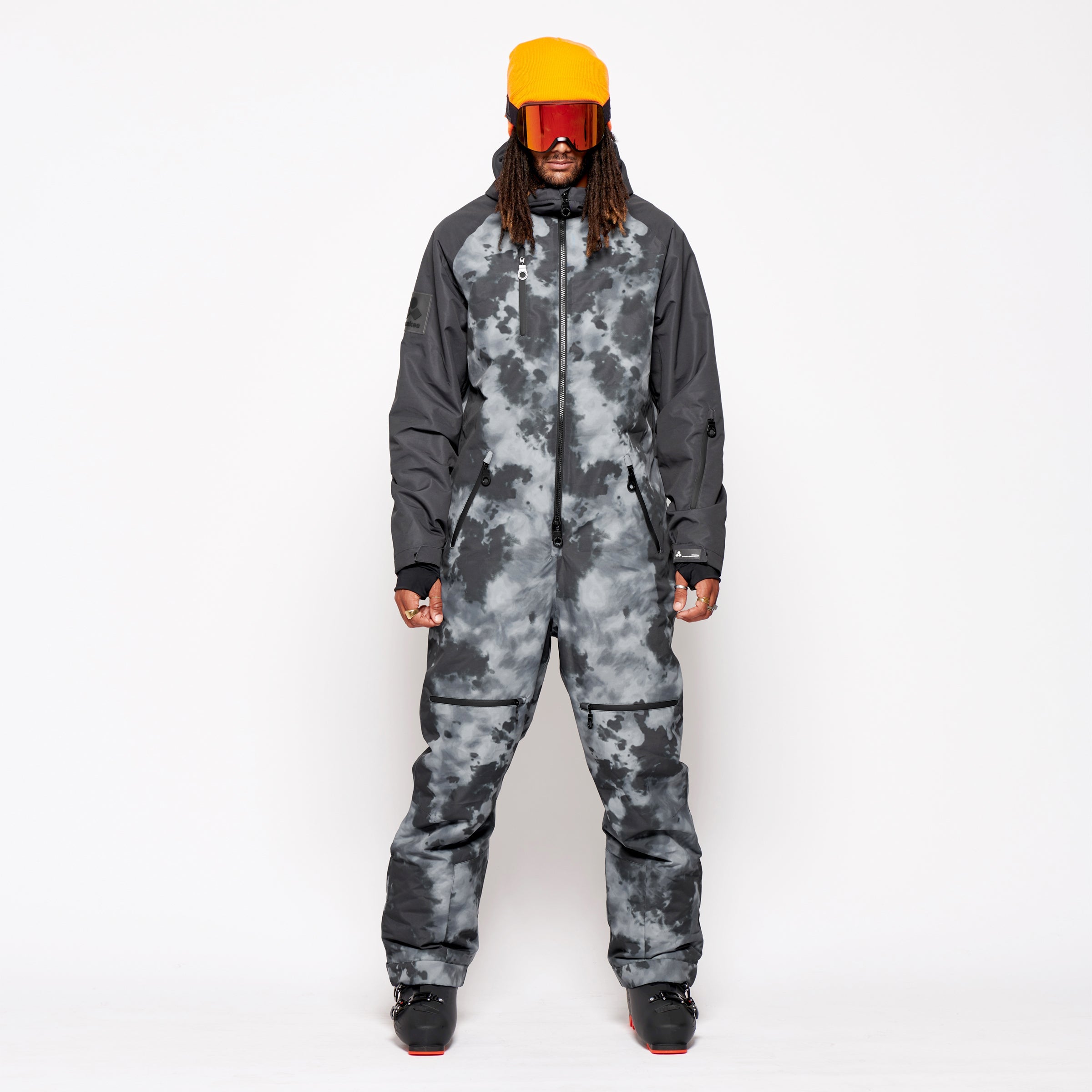 Men's Snow Suit, Black Tie Dye